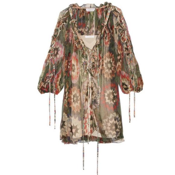 Auc New Chloe Cutout Ruffle-Trimmed Silk Dress - Picture 6 of 10